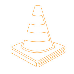Traffic cone, futuristic line vector icon