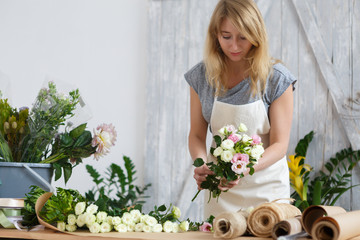 Photo of girl making bouquet
