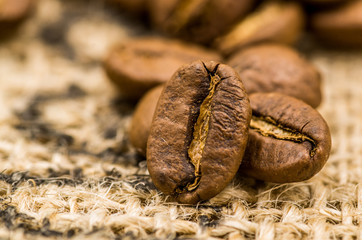 coffee beans on a linen cloth
