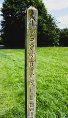 Canal wooden sign of direction to Sowe Valley in UK