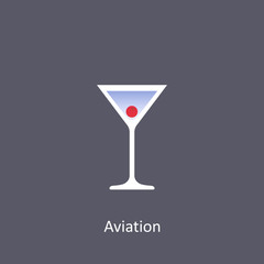 Aviation cocktail icon on dark background in flat style