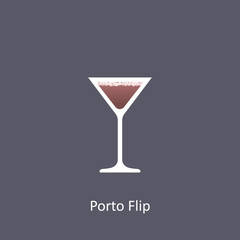 Porto Flip cocktail icon on dark background in flat style