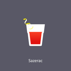 Sazerac cocktail icon on dark background in flat style