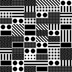 Decorative geometric shapes tiling. Monochrome irregular pattern.  Abstract  background. Artistic...