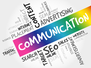 Communication word cloud collage, business concept background