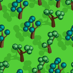 Seamless pattern with isometric trees