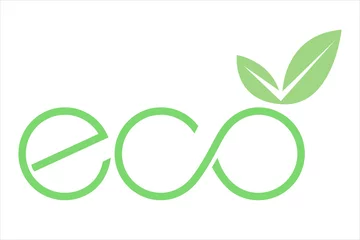 Foto op Aluminium logo eco con foglia e simbolo infinito verde © MG2323