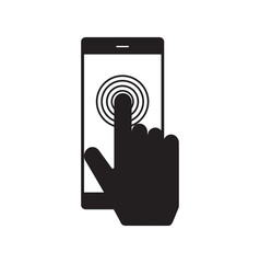 Finger touch screen on smart phone vector illustration