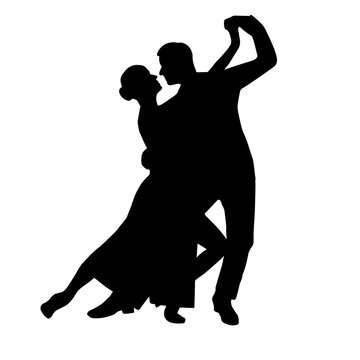 Tango couple dancing silhouette vector