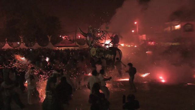 Torito shoots out fireworks into the crowd shot on the point of view of a by standard 13