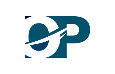 OP Negative Space Square Swoosh Letter Logo