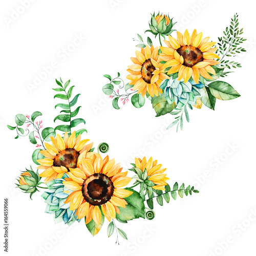 Download "Beautiful floral collection with sunflowers,leaves ...