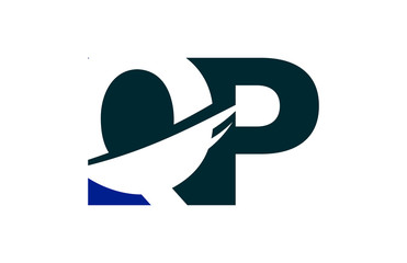 QP Negative Space Square Swoosh Letter Logo