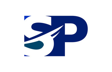 SP Negative Space Square Swoosh Letter Logo