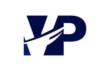 VP Negative Space Square Swoosh Letter Logo