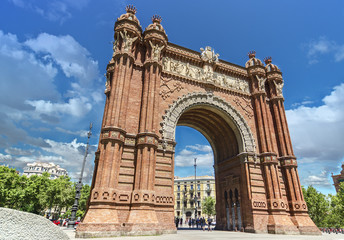 Fototapeta na wymiar Barcelona,Spain.Catalonia region.Triumph Arch,Arc de Triomf in Barcelona,Spain.Designed by the architect Josep Vilaseca i asanovas.