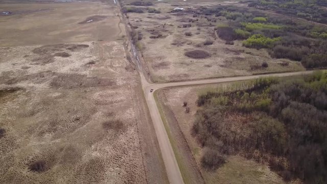 Flying over the prairie roads