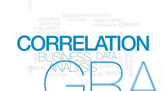 Correlation animated word cloud, text design animation. Kinetic typography.