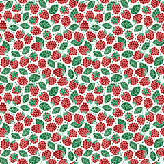 Seamless nature pattern with stylized  raspberries.