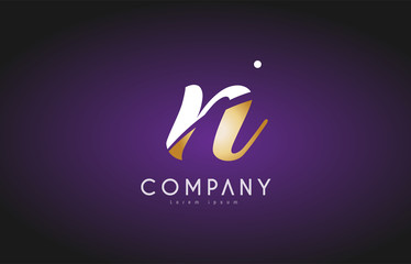 N alphabet letter gold golden logo icon design