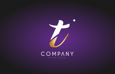 Fototapeta premium T alphabet letter gold golden logo icon design