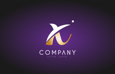 X alphabet letter gold golden logo icon design