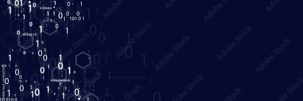 Poster binary numbers on digital screen