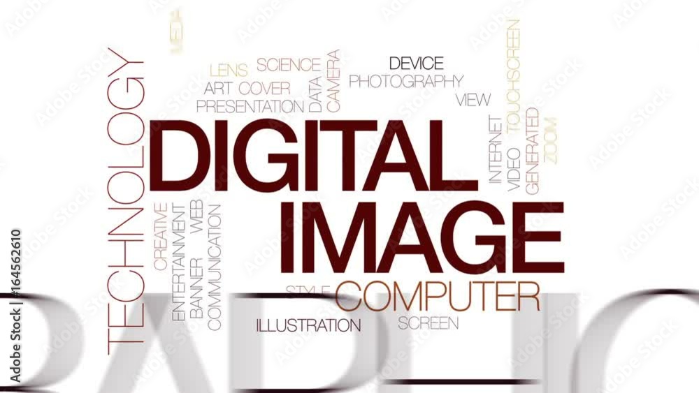 Aufkleber digital image animated word cloud, text design animation. kinetic typography.