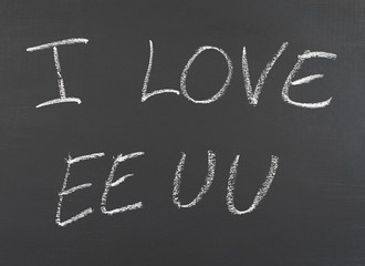 I love USA written with chalk on blackboard.