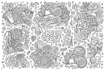 Obraz premium Vector doodle cartoon set of Oktoberfest designs