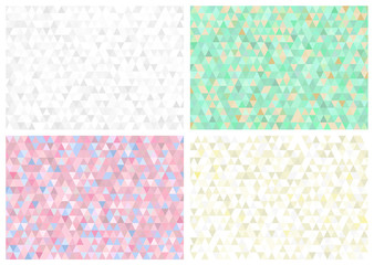 Set of abstract retro pattern of geometric shapes. Colorful gradient mosaic backdrop. Geometric hipster triangle background. Vector illustration. Isolated on white background