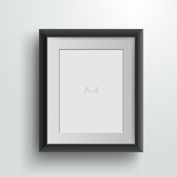 Realistic photo frame. Vertical template sheet. Vector illustration. Isolated on a gray background
