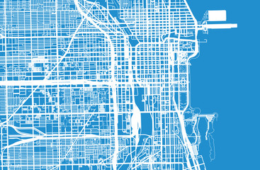 Naklejka premium Wektor mapa miasta Chicago
