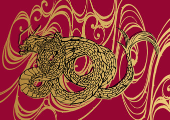 dragon illustration japanese pattern