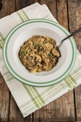 Mushroom homemade risotto plated