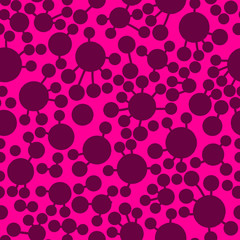 Connected spots pattern. Seamless Wallpaper Tile. Lines lead from one round spot to another.