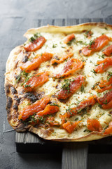 Savory pie with smoked salmon