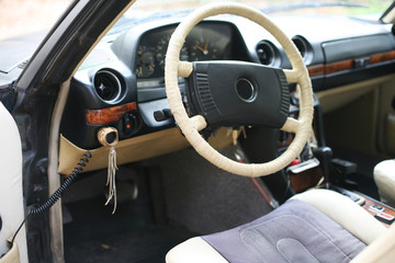 German Mercedes Benz motor car W123 E-class cockpit inside