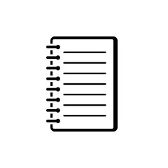 Notebook icon. Black, minimalist icon isolated on white background. Notepad simple silhouette. Web site page and mobile app design vector element.