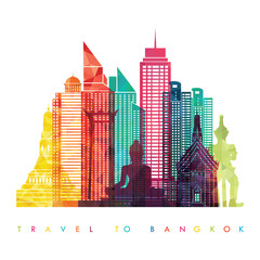 Bangkok city detailed skyline. Vector illustration 