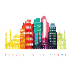 Istanbul skyline detailed silhouette. Vector illustration