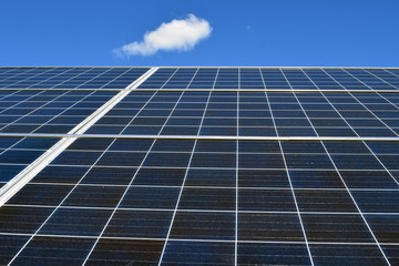 Obraz premium Close up of solar panel. Low angle view.