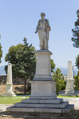 Fototapeta na wymiar statue of Lord Byron in the Garden of Heroes, Mesolongi, Greece, Europe