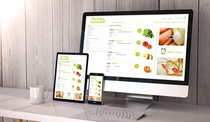 devices responsive on workspace online groceries design