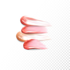 Collection of various Smears lipstick on white background.
