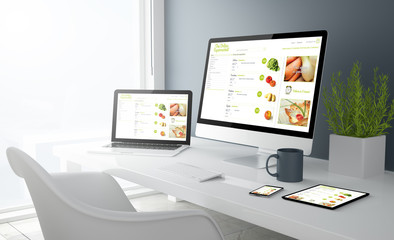 grey studio devices with online supermarket website