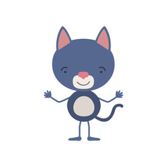 colorful caricature of cute cat tranquility expression vector illustration