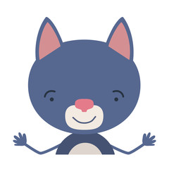 Fototapeta premium colorful half body caricature of cute cat surprised expression vector illustration