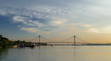 Fototapeta na wymiar A landscape view from Babughat, Kolkata.