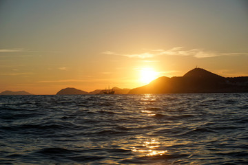 Merchant Ship Passing the Sunset in Dubrovnik